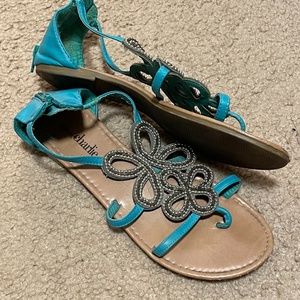 Charming Charlie Metallic Blue Sandals